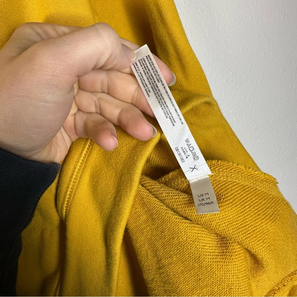 FREE PEOPLE Movement Boho Granola Hip Women M Yellow Logo Metti Crew Sweatshirt - Picture 9 of 10